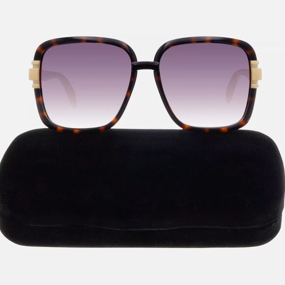 Gucci Butterfly Sunglasses Havana/Cream Gold Gradient Lens Women\'s